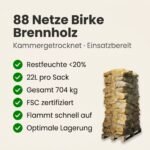 88 Netze Kammergetrocknetes gespalten Eiche Brennholz 25cm – Image 2