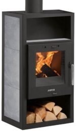 Justus Texas V 6 kW Stahl Schwarz/Keramik Grau – Eleganter Kaminofen mit Dauerbrandfunktion – Image 2